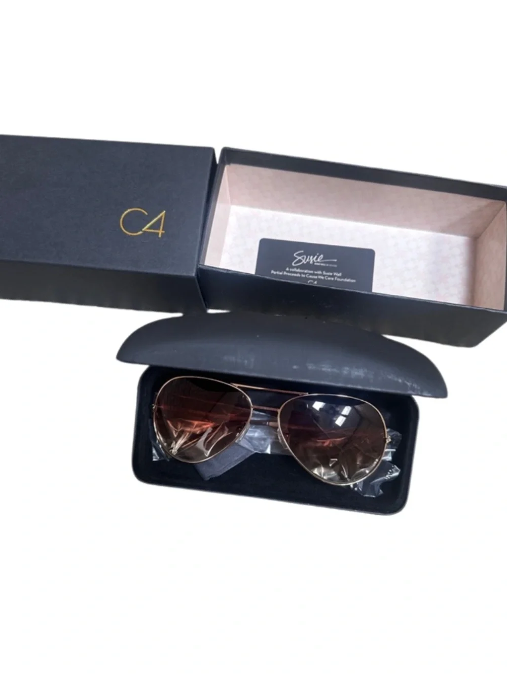 NEW C4 Gold and Brown Aviator Sunglasses
